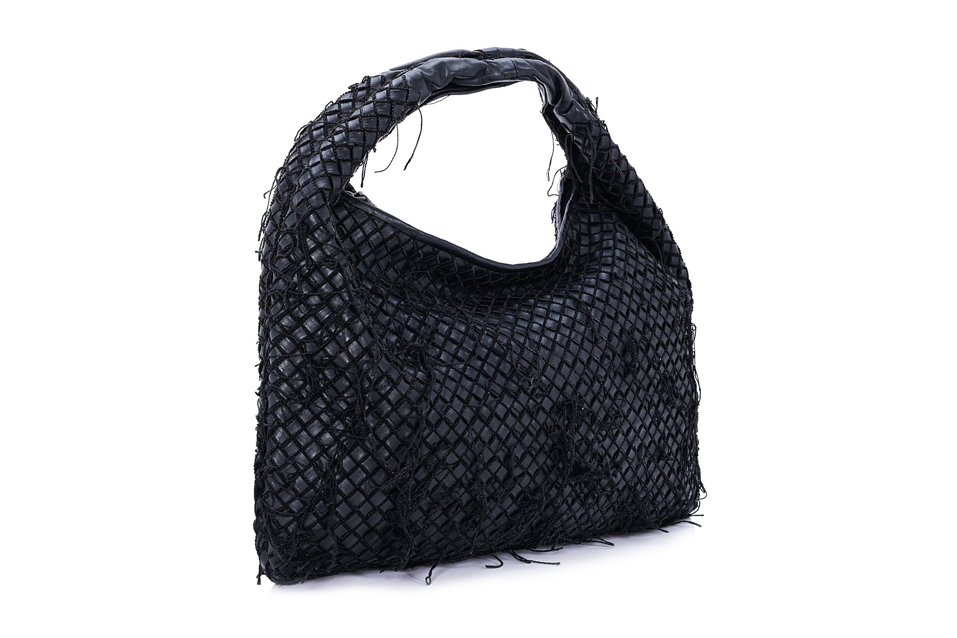 A BOTTEGA VENETA INTRECCIATO FRINGE NETTED HOBO BAG - Image 3 of 11