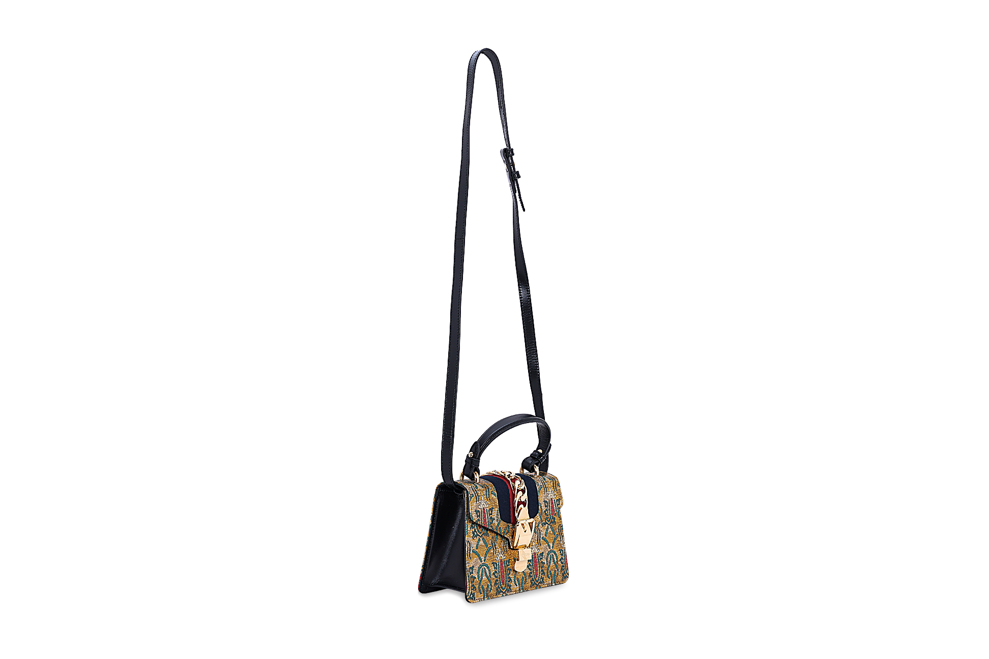 A GUCCI MINI SYLVIE BAG IN MULTICOLOURED BROCADE - Image 2 of 9