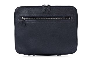 A LOUIS VUITTON TAIGA BLACK LEATHER ATTACHE CASE