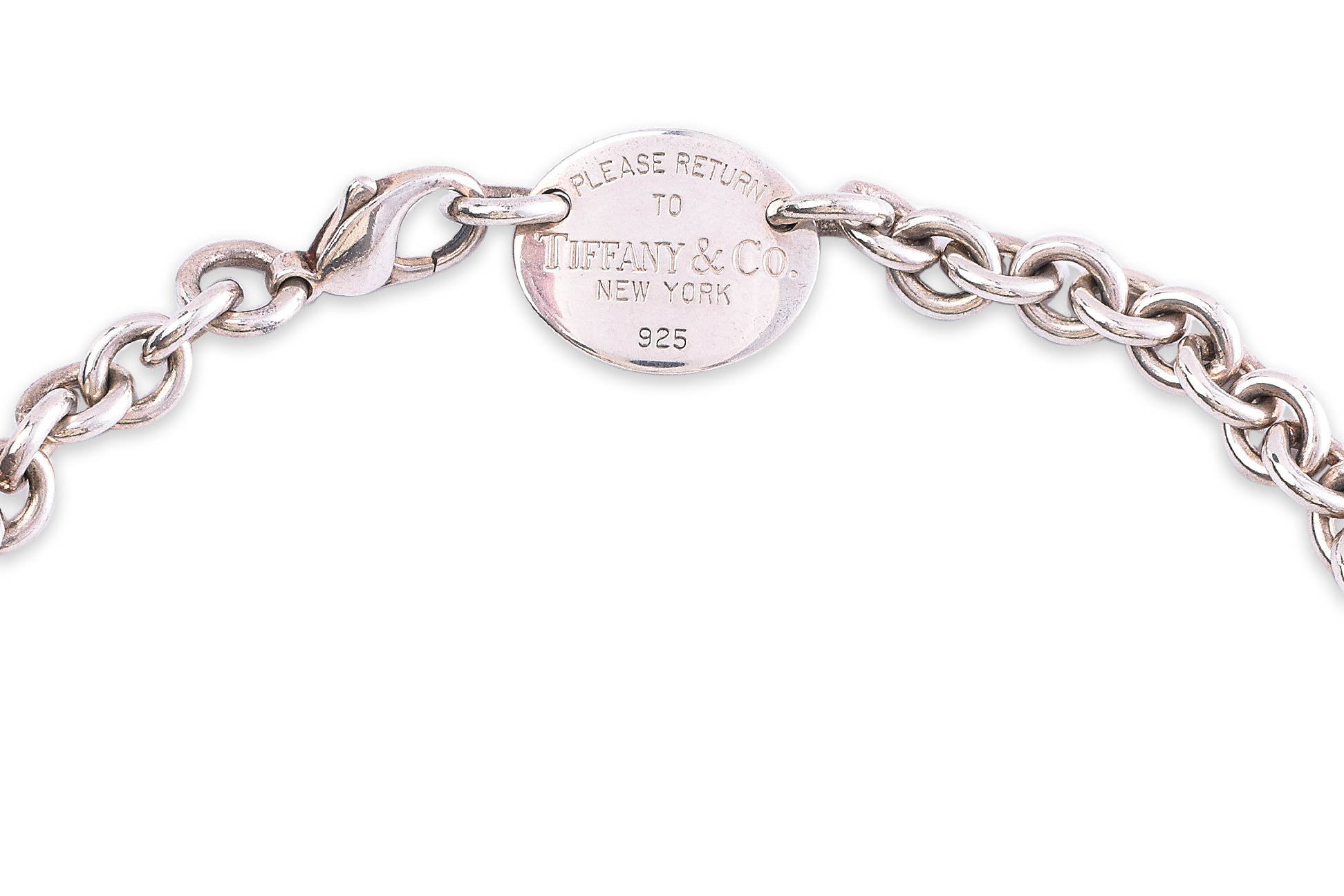 A TIFFANY & CO. OVAL SILVER TAG CHARM CHOKER NECKLACE - Image 2 of 5