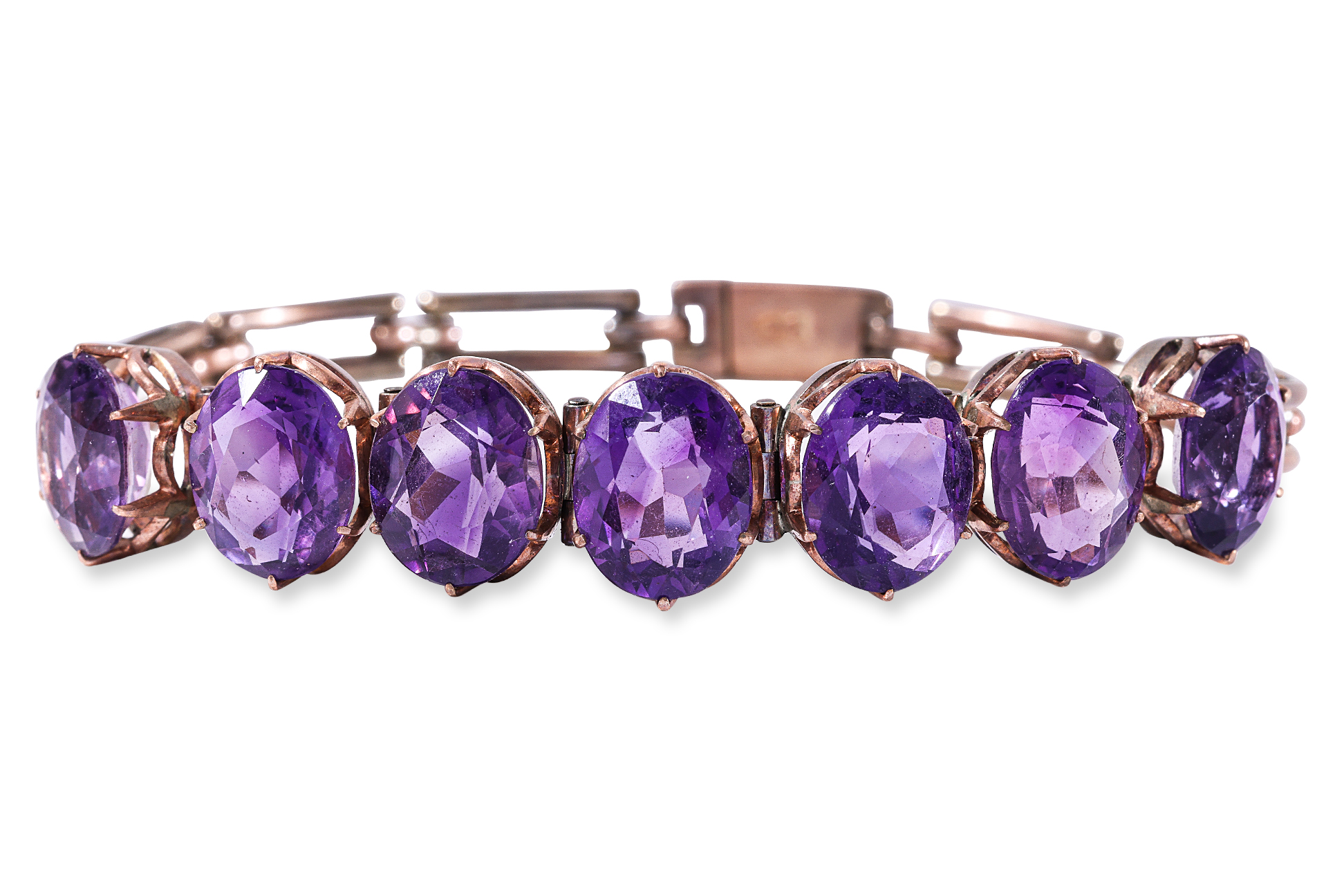 AN AMETHYST SEVEN STONE BRACELET - Image 2 of 4