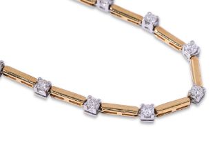 A TWO TONE DIAMOND LINK NECKLACE
