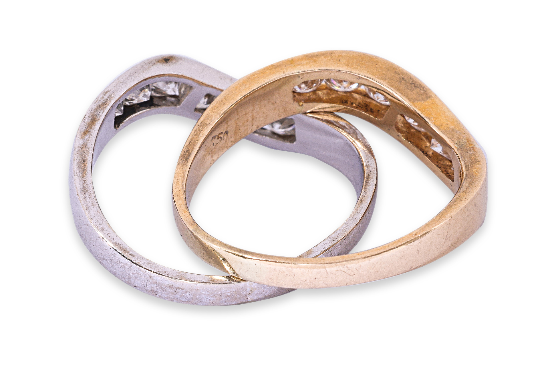 A PAIR OF STACKING DIAMOND BANDS - Image 3 of 4