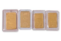 A GROUP OF PAMP, CREDIT SUISSE AND SINGAPORE MINT GOLD BARS