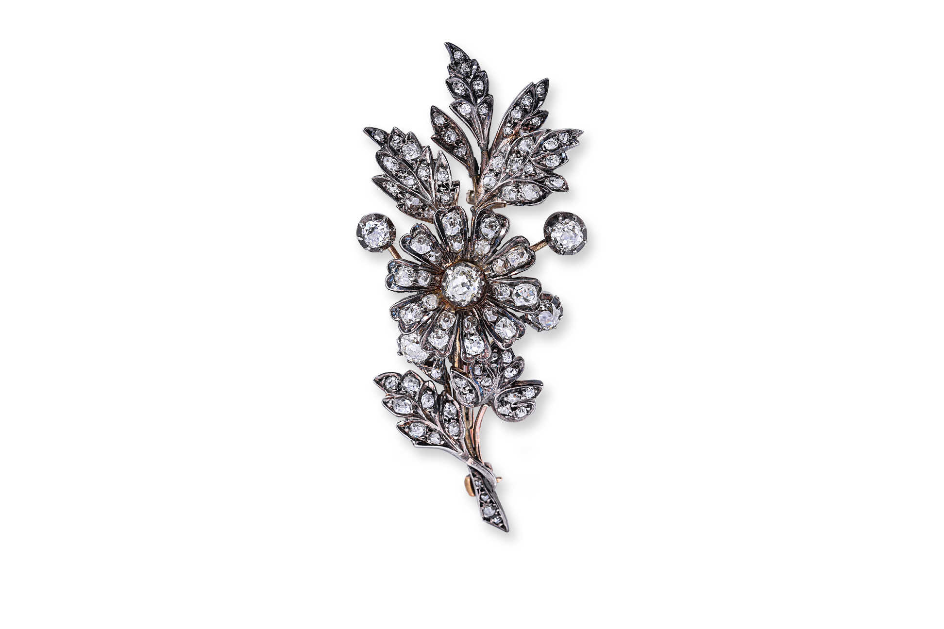 A VICTORIAN 'EN TREMBLANT' DIAMOND FLORAL SPRAY BROOCH - Image 2 of 4