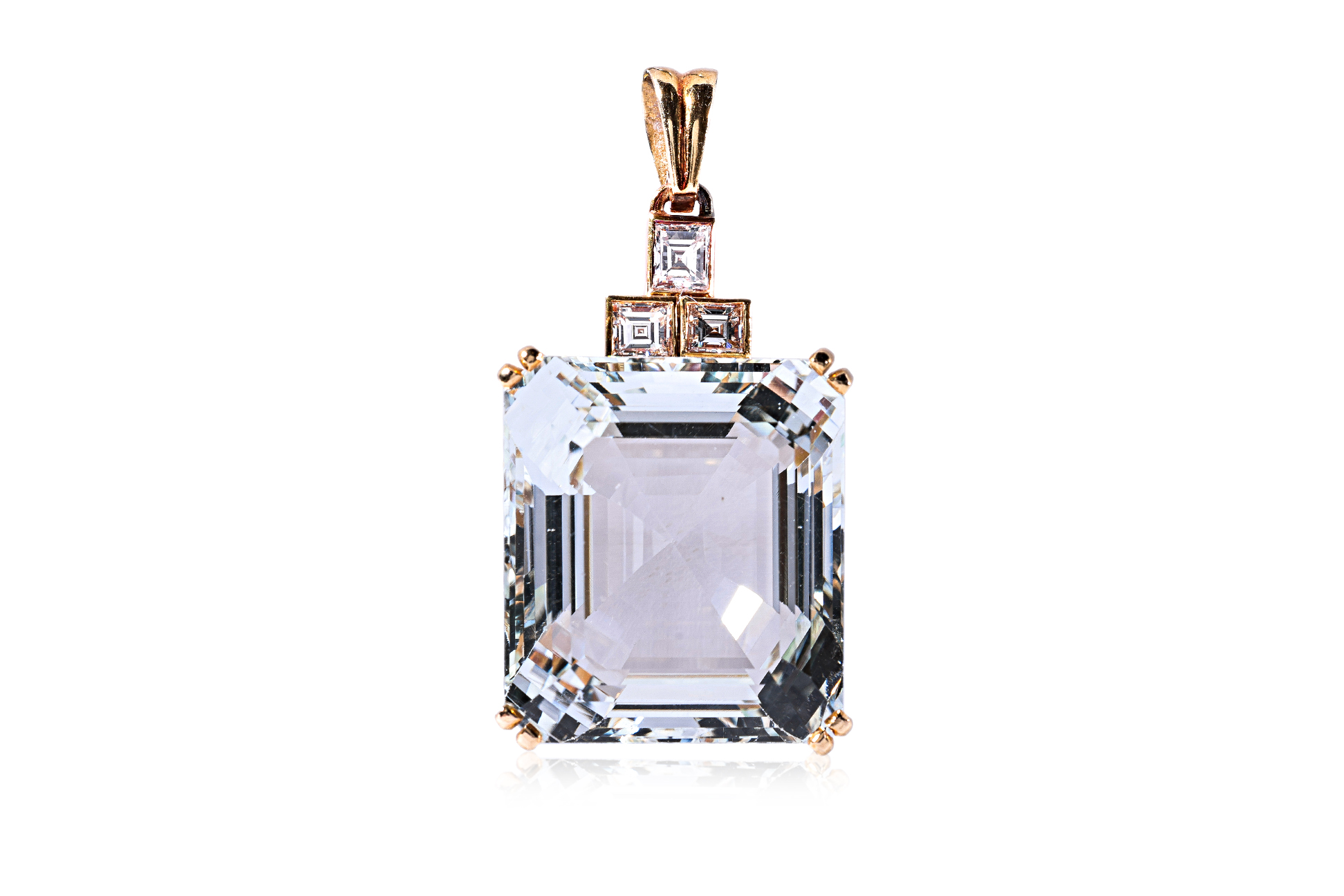 A LARGE BERYL AND DIAMOND PENDANT