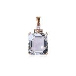 A LARGE BERYL AND DIAMOND PENDANT