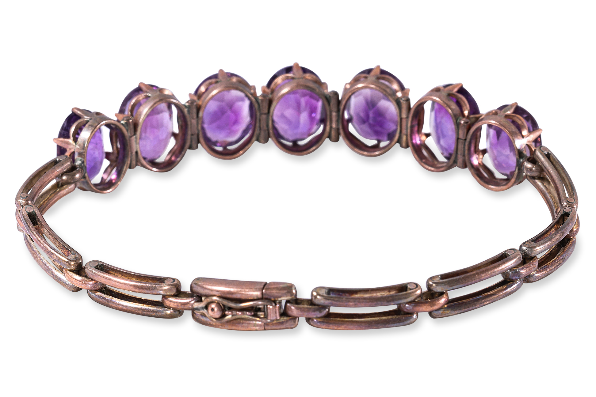 AN AMETHYST SEVEN STONE BRACELET - Image 3 of 4