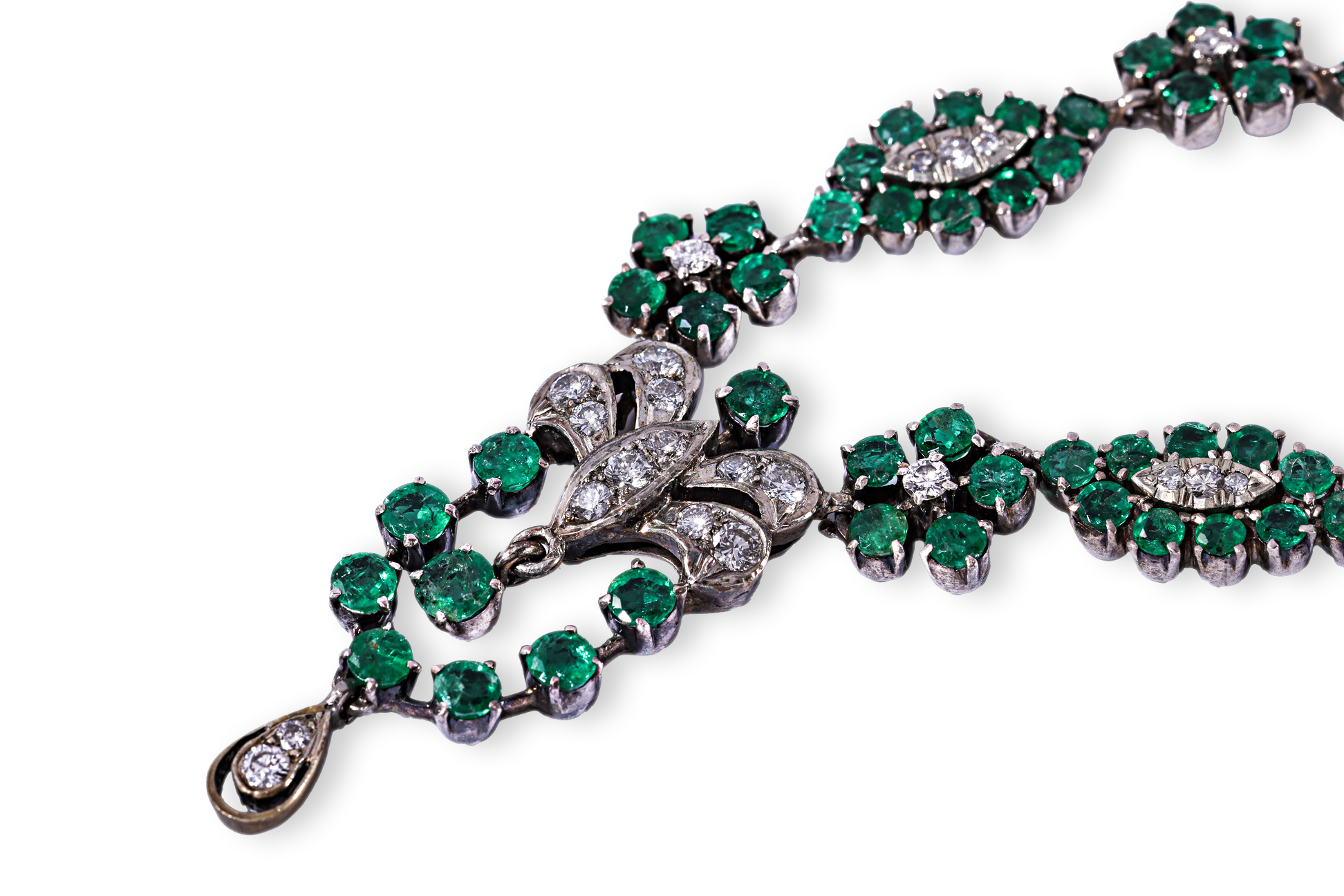 AN EMERALD AND DIAMOND NECKLACE - Image 4 of 5