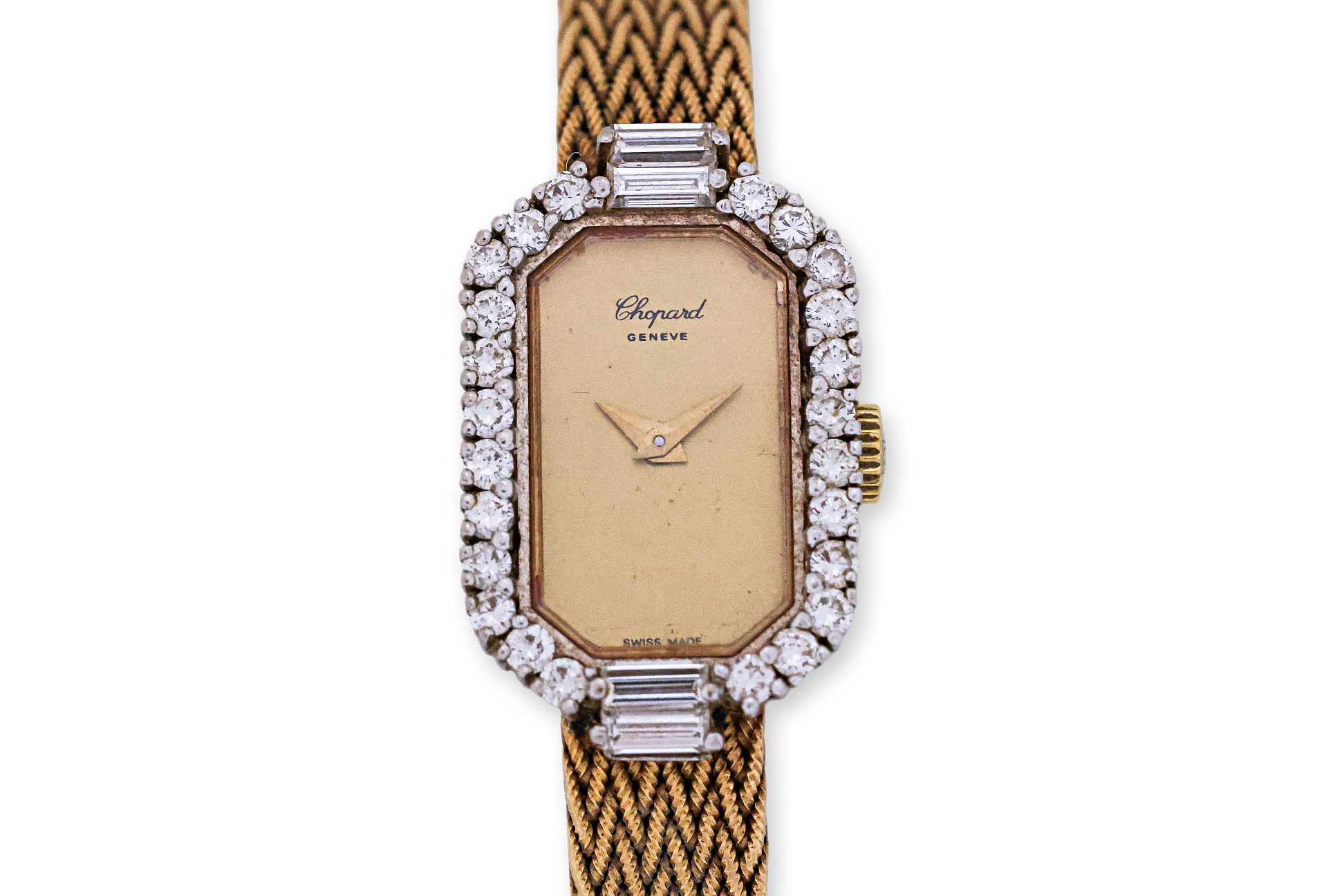 A CHOPARD LADIES GOLD AND DIAMOND COCKTAIL WATCH
