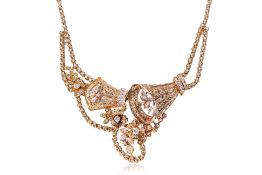 A LARGE DIAMOND 'FLORAL BASKET' NECKLACE
