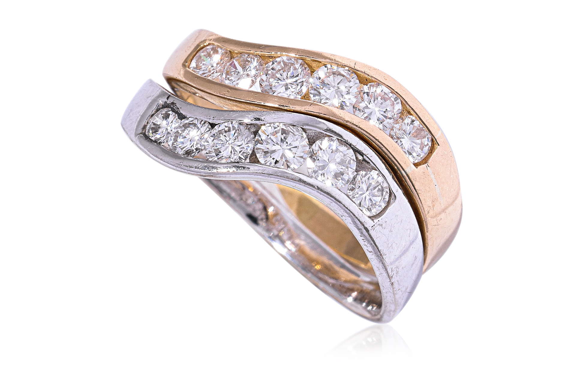 A PAIR OF STACKING DIAMOND BANDS