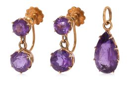 A SET OF AMETHYST AND GOLD JEWELLERY