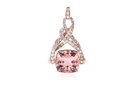 A LARGE MORGANITE AND DIAMOND PENDANT