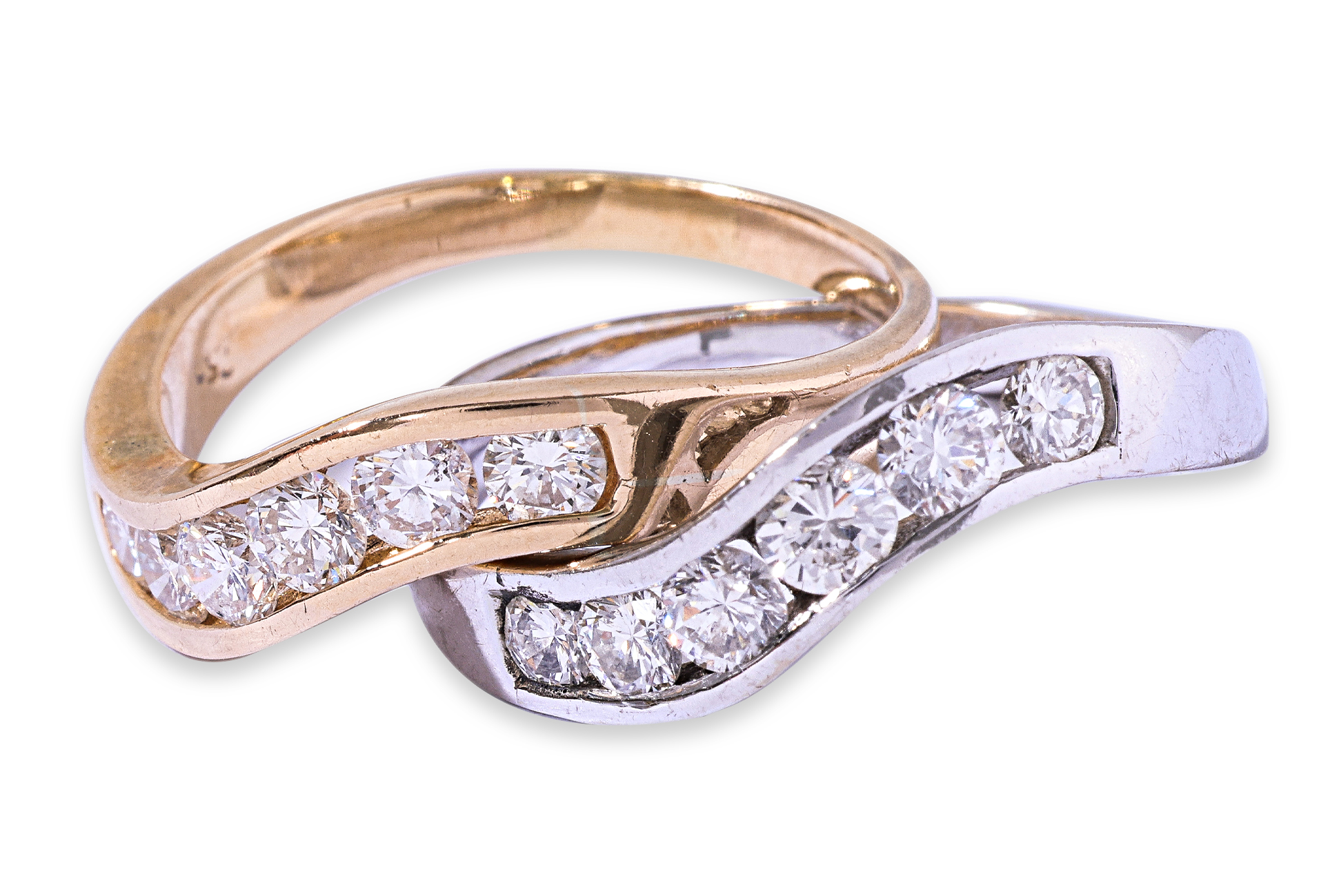 A PAIR OF STACKING DIAMOND BANDS - Image 2 of 4