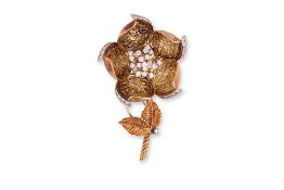 A DIAMOND 'ROSE' BROOCH