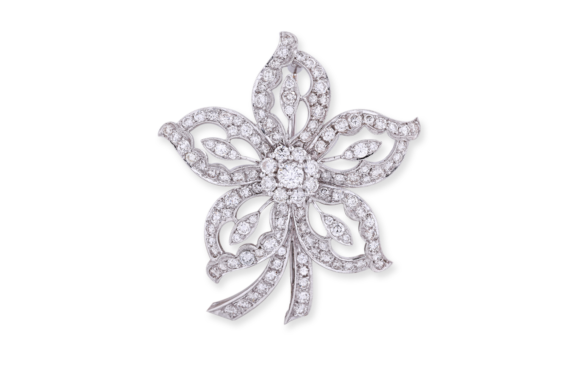 A DIAMOND 'FLOWER' BROOCH