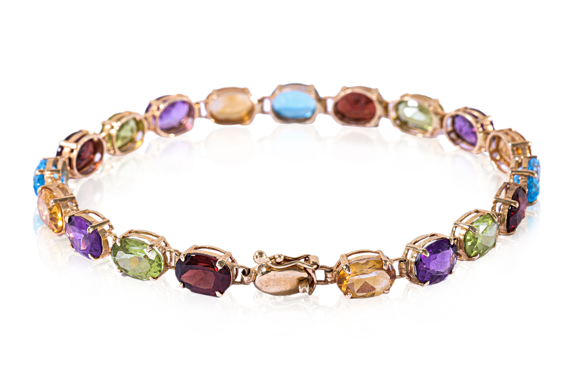 A MULTI-GEM SET GOLD BRACELET - Image 3 of 4