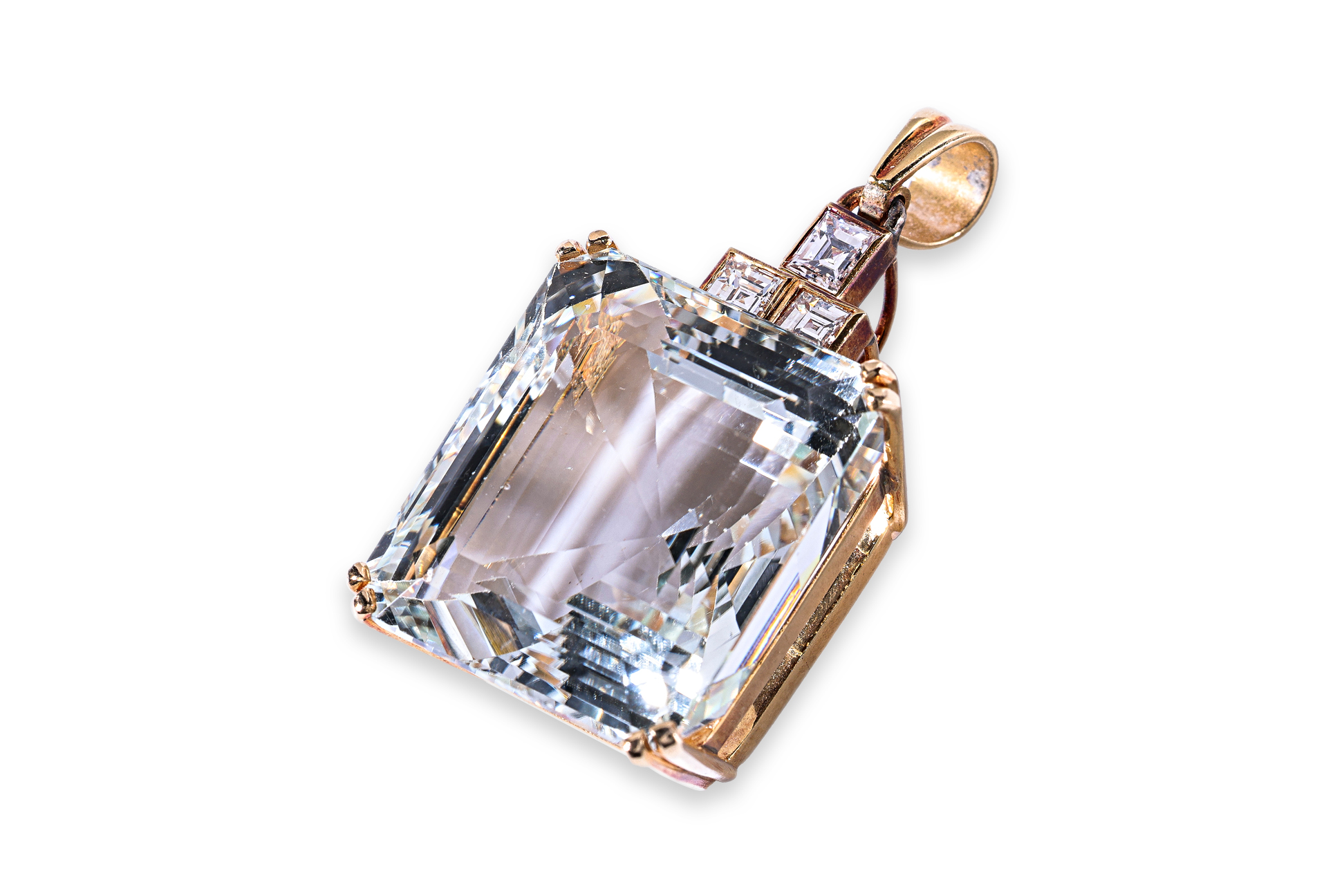 A LARGE BERYL AND DIAMOND PENDANT - Image 2 of 3