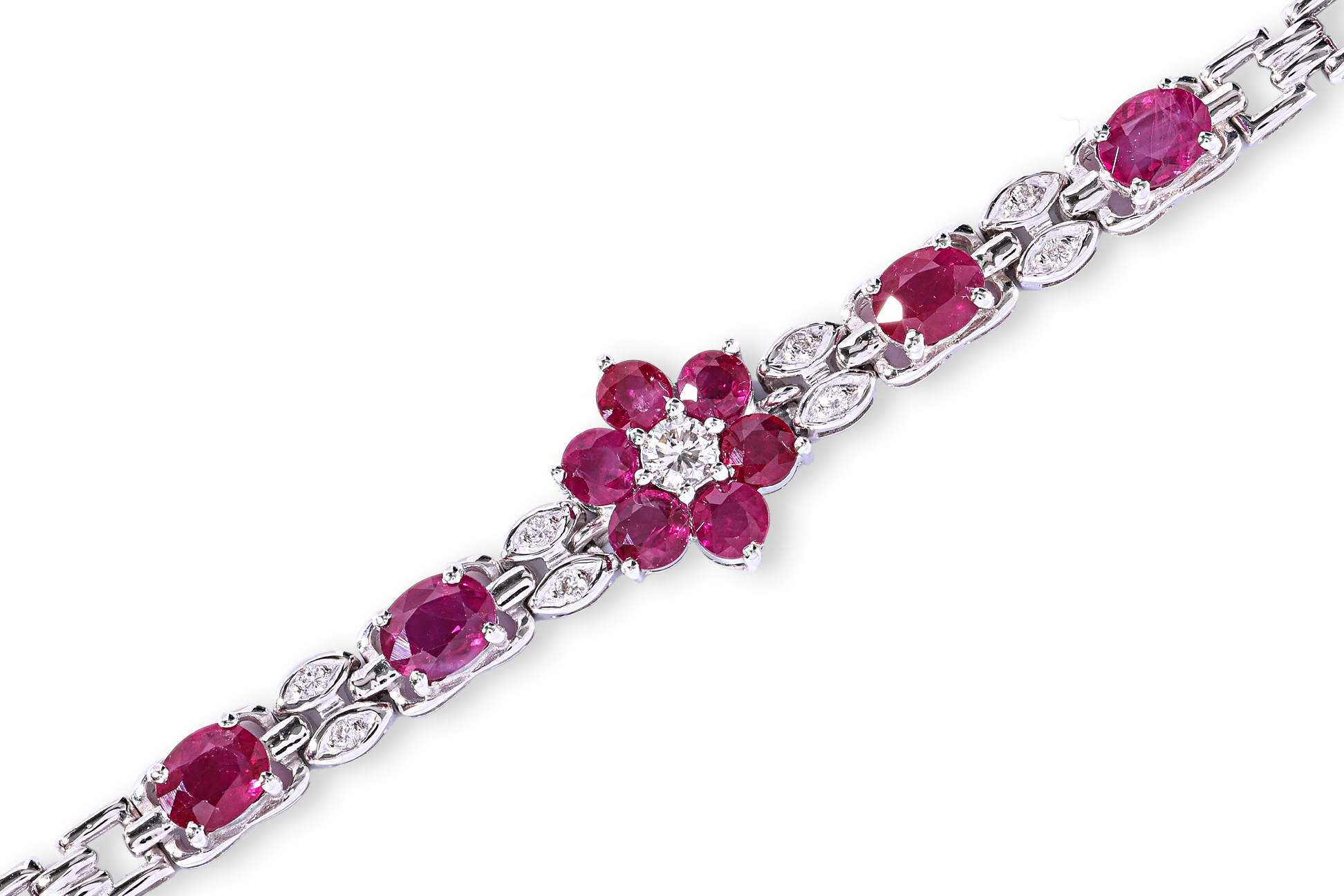 A BURMESE RUBY AND DIAMOND BRACELET