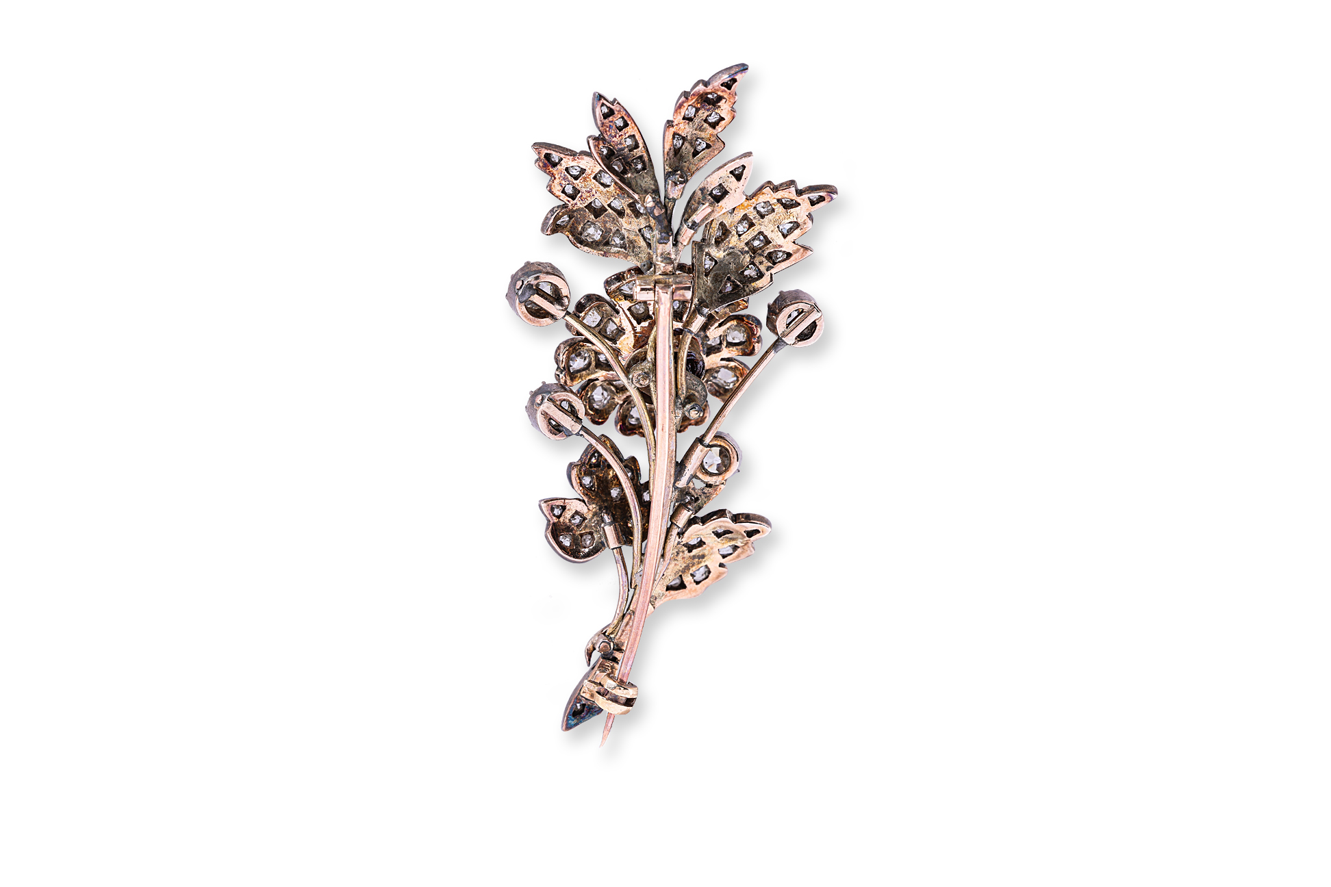 A VICTORIAN 'EN TREMBLANT' DIAMOND FLORAL SPRAY BROOCH - Image 3 of 4