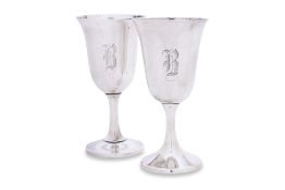 TWO SIMILAR AMERICAN STERLING SILVER GOBLETS