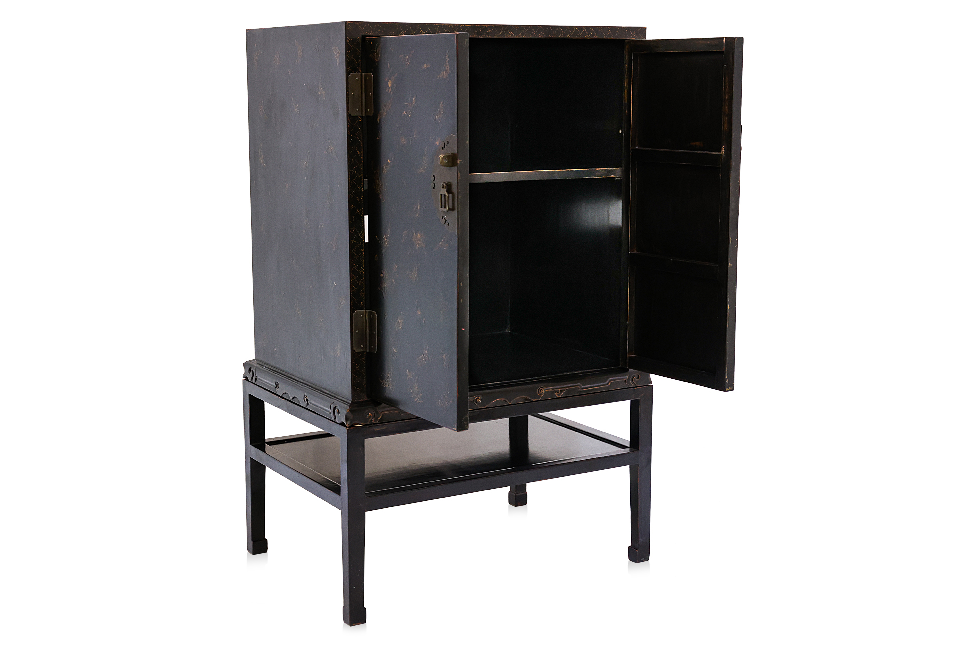 A LACQUERED BUTTERFLY CABINET ON STAND - Image 3 of 3