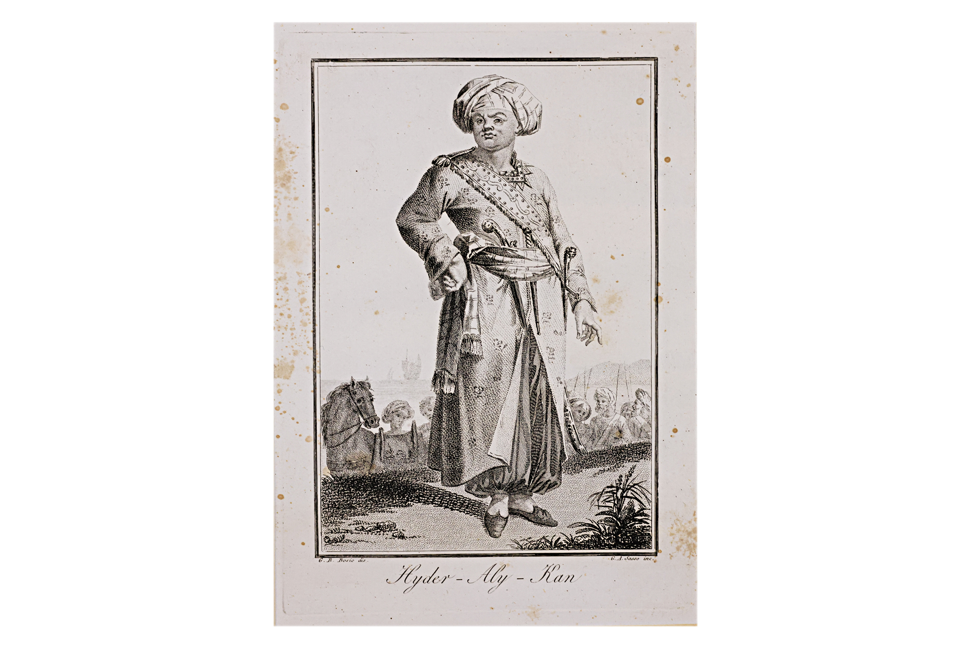 TWO ANTIQUE EUROPEAN PRINTS OF INDIAN RULERS - Image 2 of 3