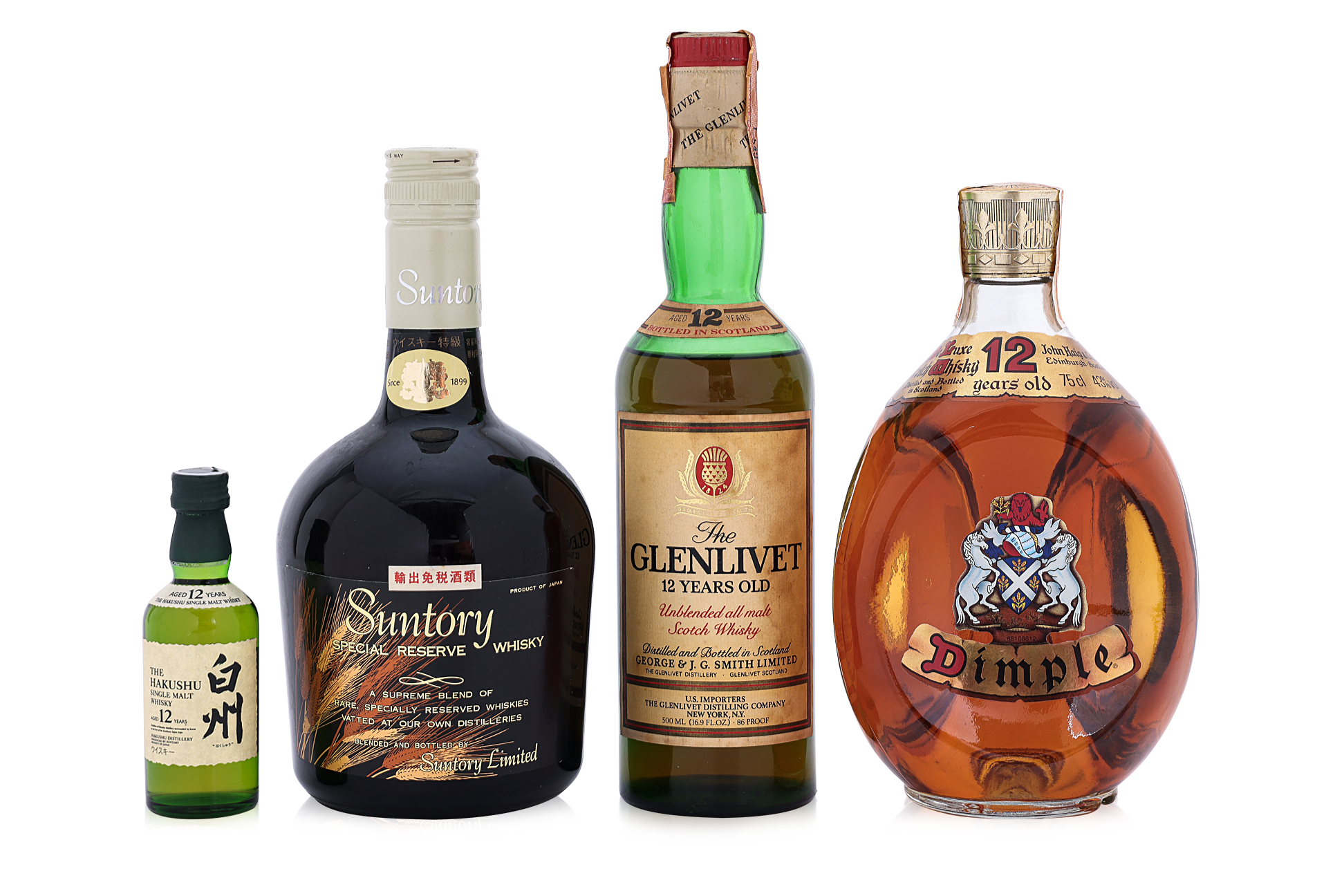 FOUR BOTTLES OF WHISKY INCLUDING C. 1980s GLENLIVET