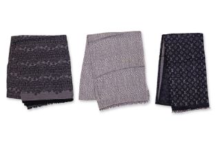 A GROUP OF THREE LOUIS VUITTON SHAWLS