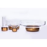 A GROUP OF FOUR NUDE GLASSWARE CONTOUR BOWLS & VASES