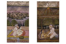 A SET OF FOUR INDO PERSIAN EROTIC MINIATURES