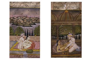 A SET OF FOUR INDO PERSIAN EROTIC MINIATURES