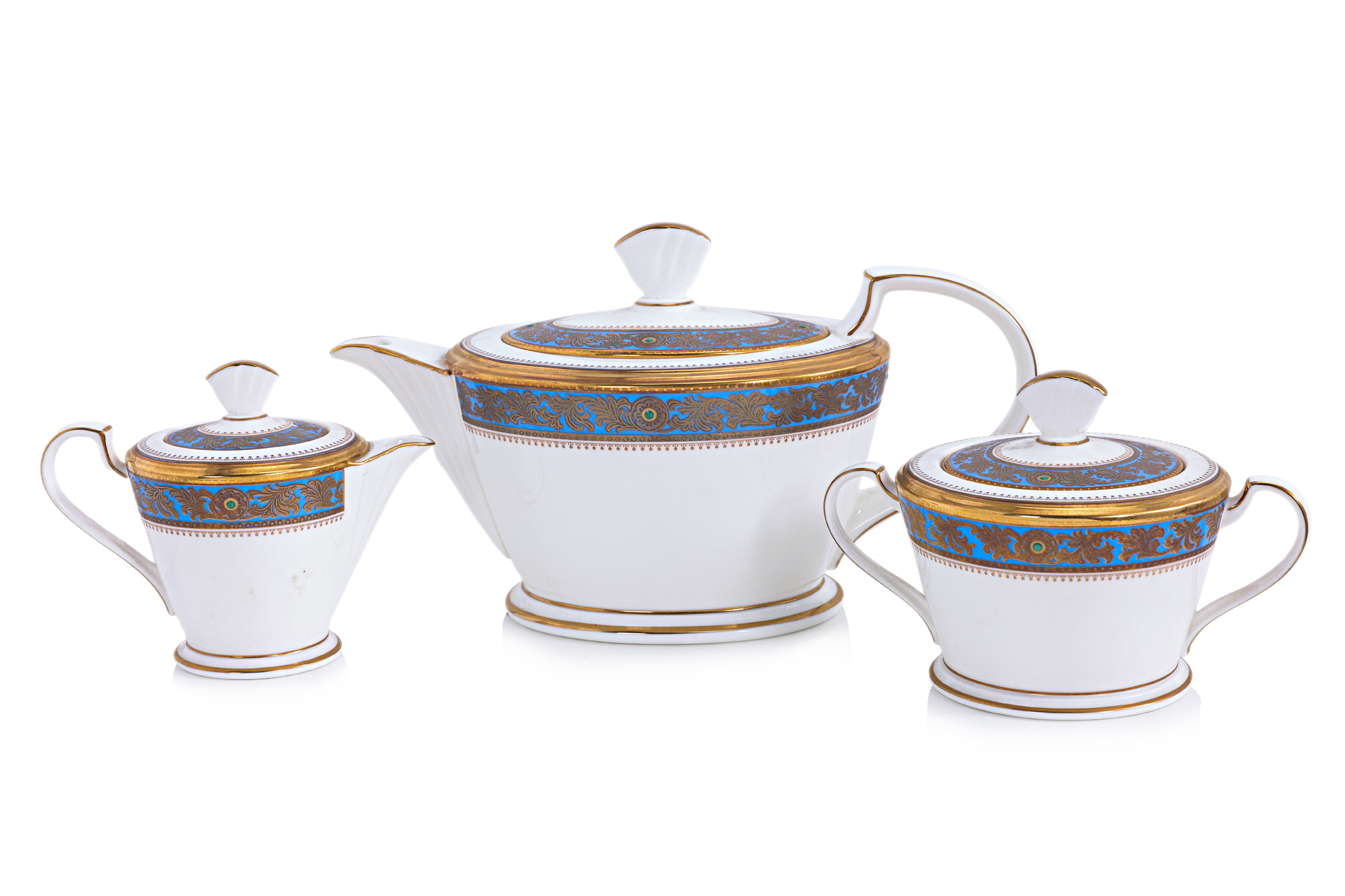 A NORITAKE GRAND BROCHE THREE PIECE TEA SET