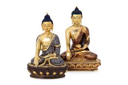 TWO NEPALESE BRONZE BUDDHA STATUES