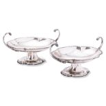 A PAIR OF GEORGE V SILVER PEDESTAL BONBON DISHES