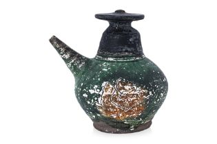 A GREEN GLAZED POTTERY KENDI