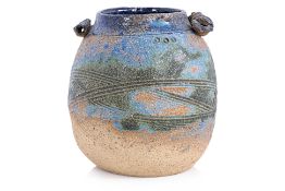 A STONEWARE STUDIO POTTERY JAR