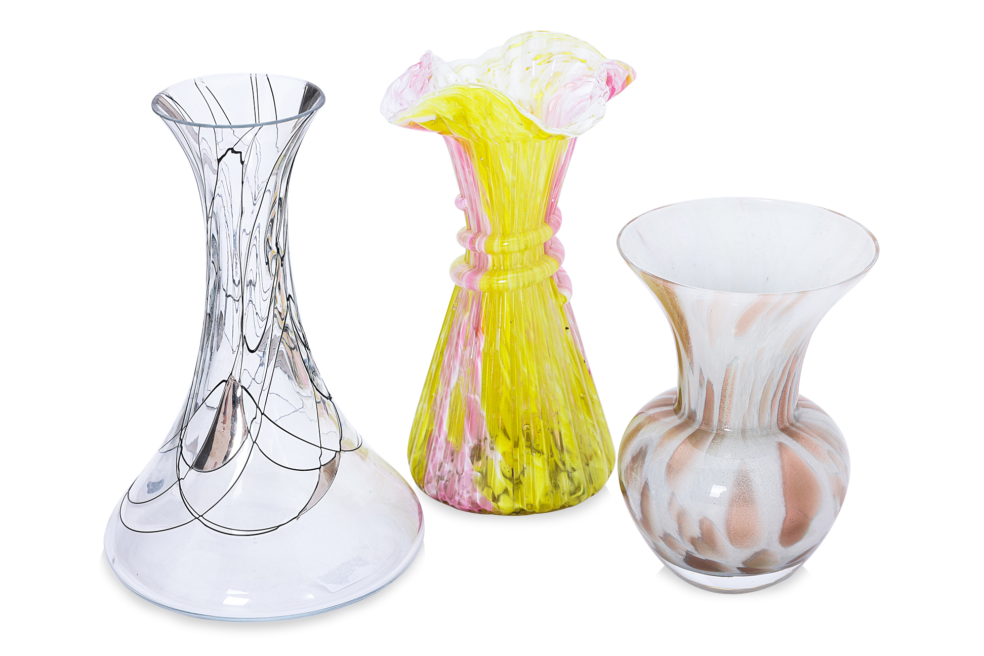A GROUP OF FIVE STUDIO GLASS VASES - Image 2 of 3