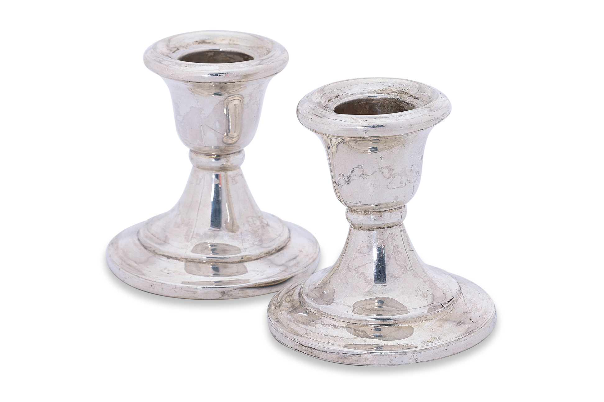 TWO PAIRS OF SILVER AND SILVER PLATED CANDLESTICKS - Image 3 of 3