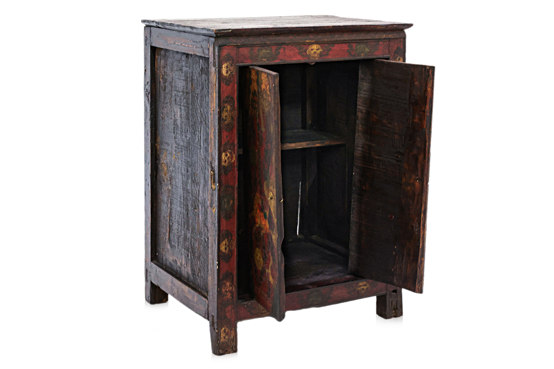 A TIBETAN RED GESSO CABINET - Image 2 of 3