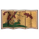 A JAPANESE SIX PANEL PAINTED PAPER SCREEN