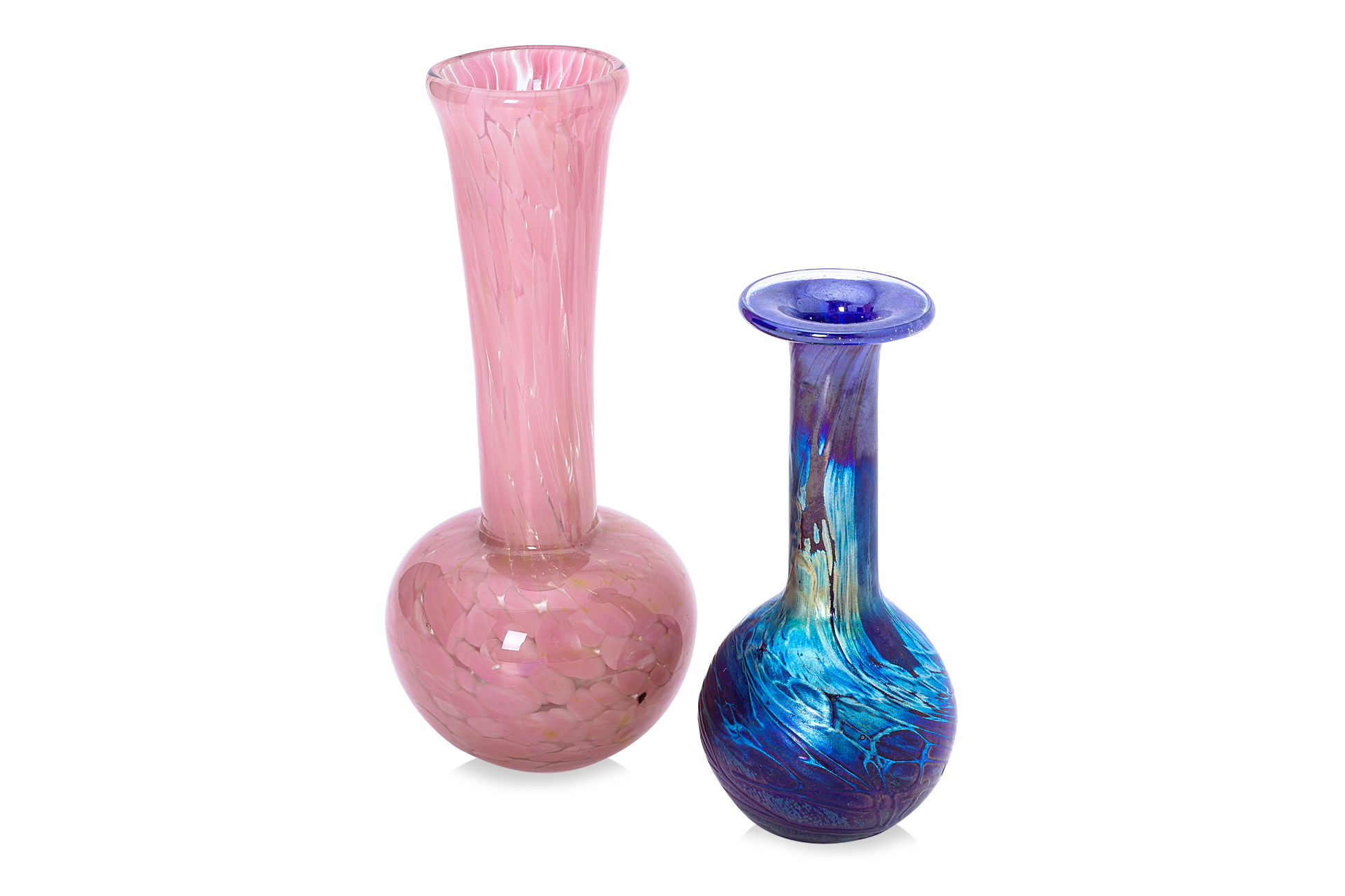 A GROUP OF FIVE STUDIO GLASS VASES - Image 3 of 3