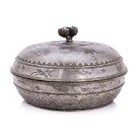 A SILVER PLATED PALEMBANG BOWL AND COVER