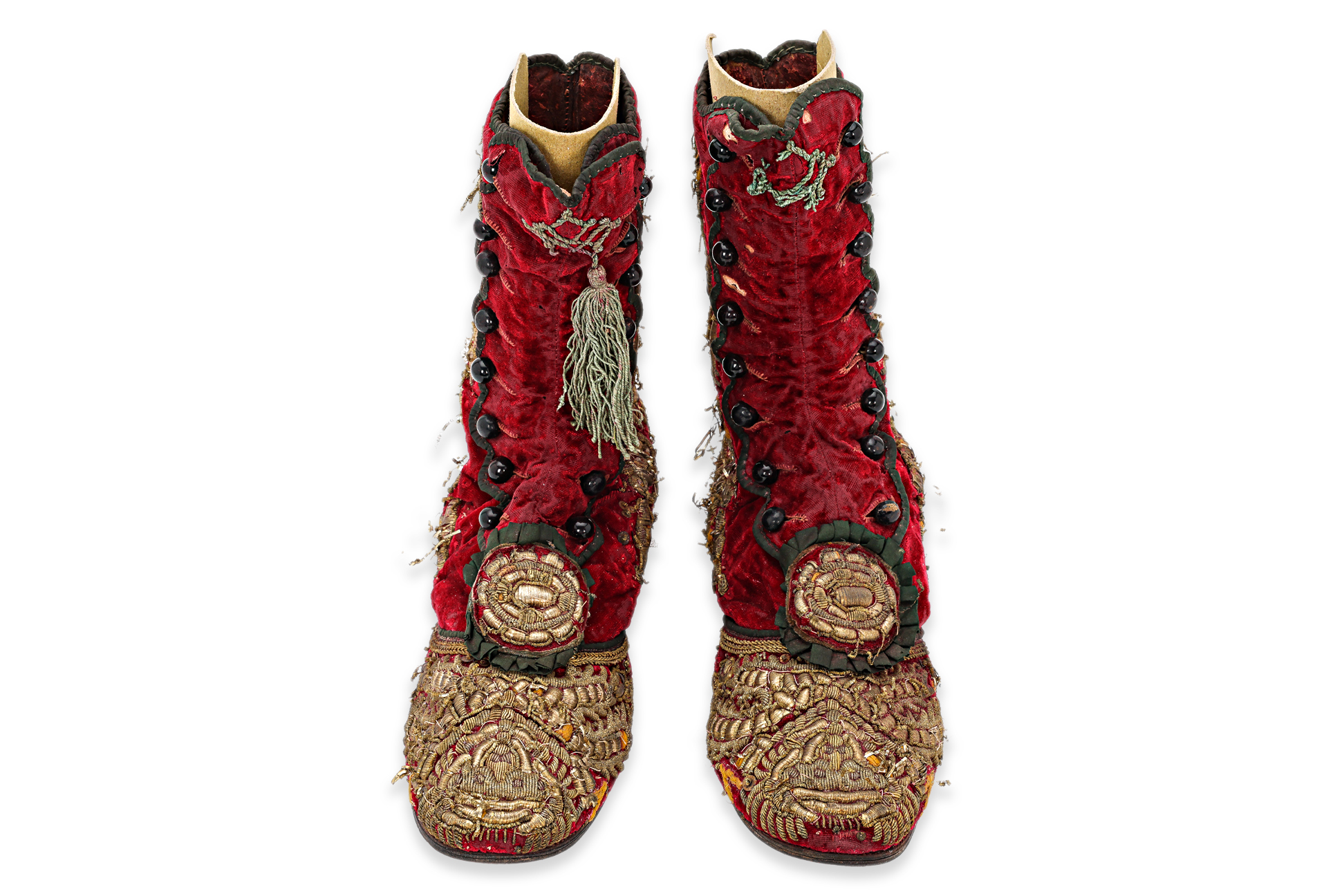 A PAIR OF EMBROIDERED CEREMONIAL SHOES - Image 3 of 3