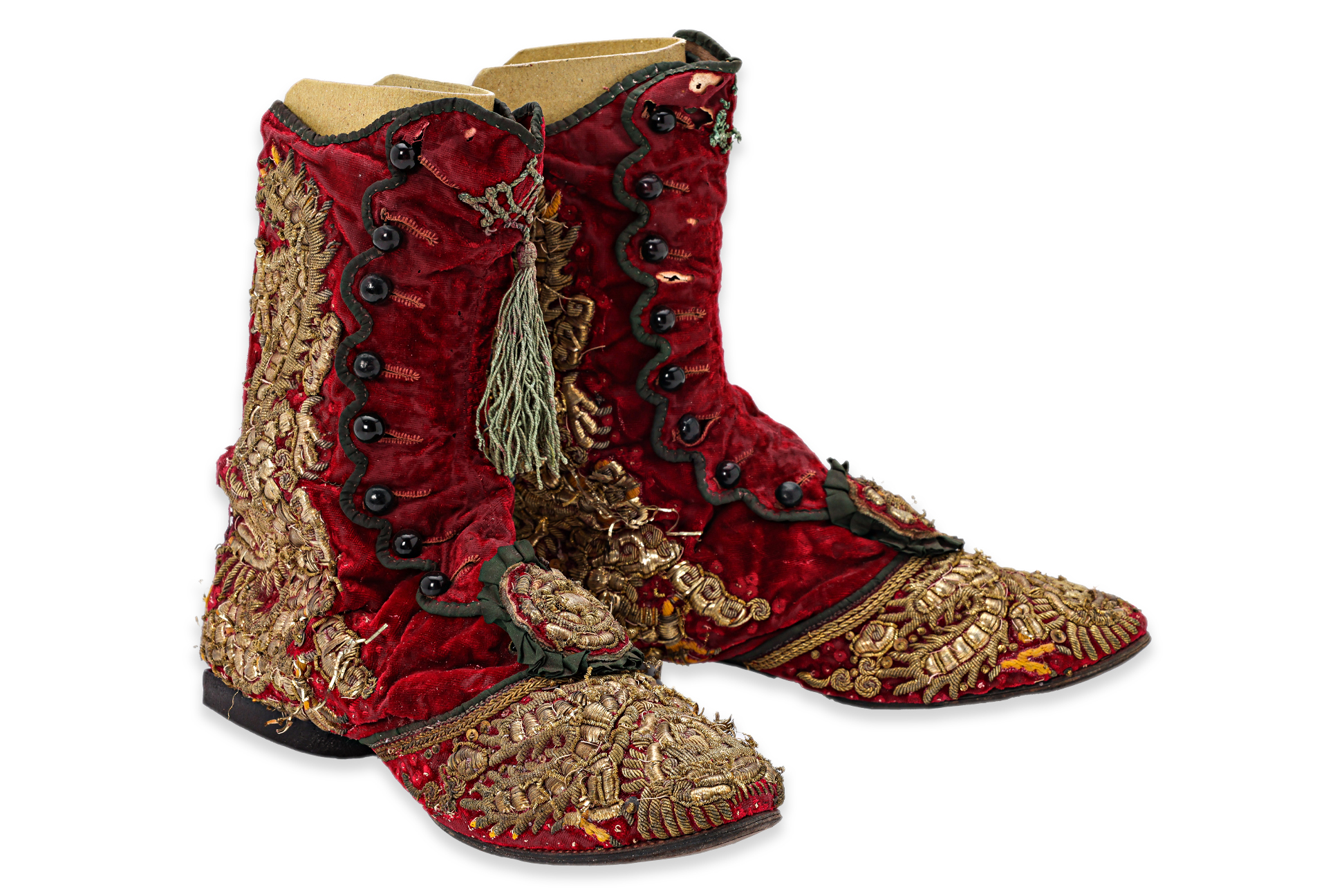 A PAIR OF EMBROIDERED CEREMONIAL SHOES - Image 2 of 3