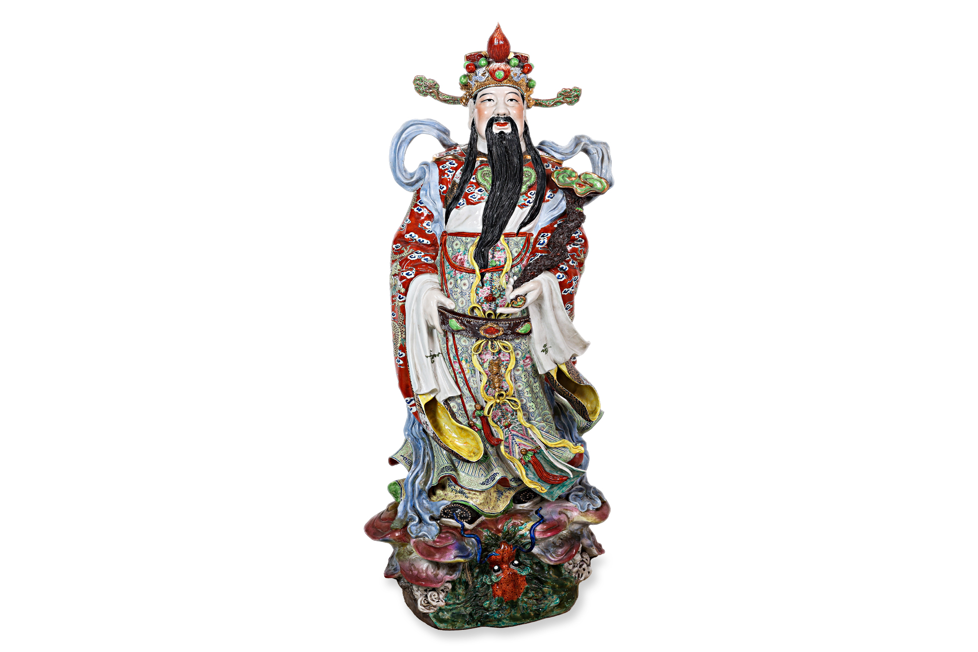 A VERY LARGE SET OF THREE FU, LU SHOU PORCELAIN FIGURES - Image 7 of 22