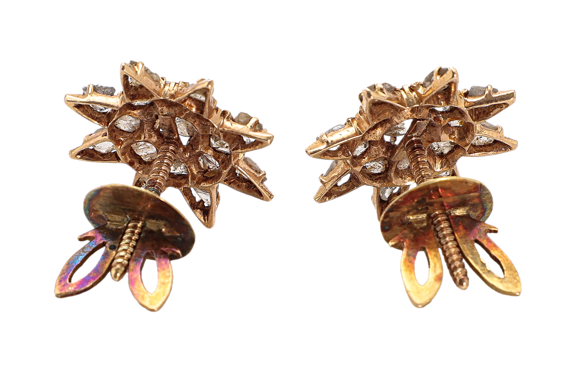 A PAIR OF GOLD INTAN DIAMOND EARRINGS - Image 3 of 3
