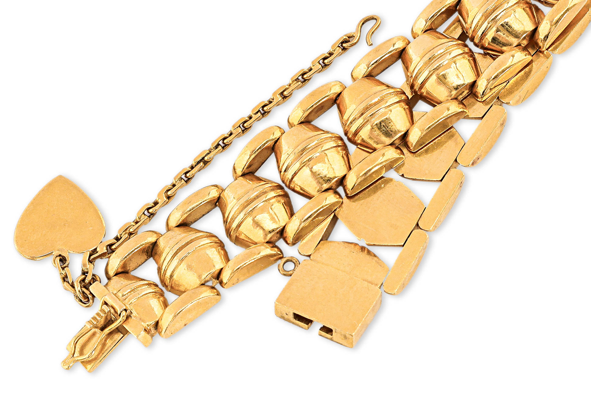 A GOLD BARREL LINK BRACELET - Image 2 of 2