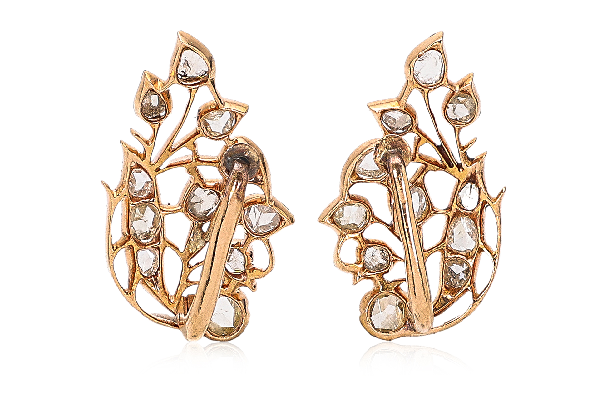 A PAIR OF FOLIATE DIAMOND INTAN EARRINGS - Image 3 of 5